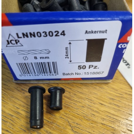 M3 length 24mm Ankernut Well Nut (Box of 50)
